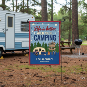 Life Is Better When You're Camping American Style Flag Decor