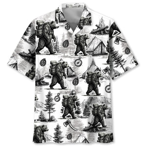 Vintage Wild Bear Go Camping Hawaiian Shirt