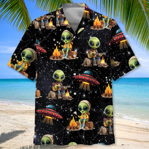 Cosmic Alien UFO Camping Hawaiian Shirt