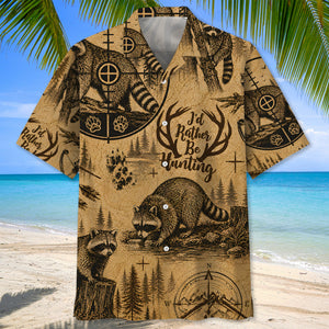 Raccoon I'd Rather be Hunting Hawaiian Shirt
