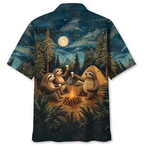 Funny Sloth Drinking Night Hawaiian Shirt