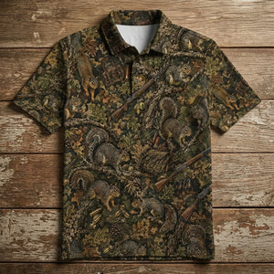 Vintage Squirrel Hunting Men Polo Shirt