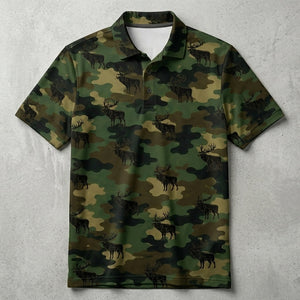 Elk Camouflage Millitary Men Polo Shirt