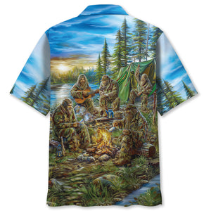 Camping In The Wild Vintage Art Hawaiian Shirt