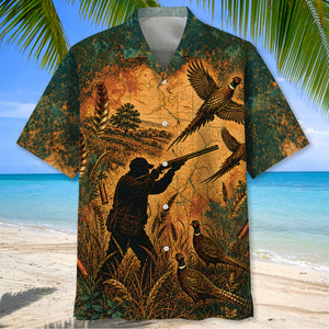 Vintage Pheasant Hunter Distressed Hawaiian Shirt