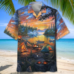 Campfire Vintage Painting Hawaiian Shirt