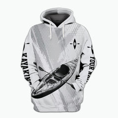 Custom Name Kayaking Black And White All Over Print Shirt