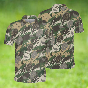 Outdoor Turkey Hunting Camo Print Graphic Polo For Men