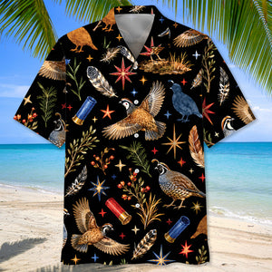 Quail Hunting Retro Black Hawaiian Shirt