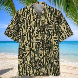 Raccoon Stripe Camouflage Hawaiian Shirt