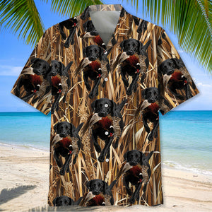 Camouflage Black Labrador Retriever Running With Wild Pheasant Hawaiian Shirt