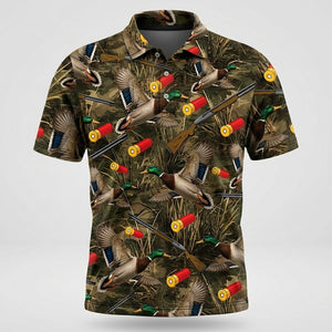 Vintage Camouflage Duck Hunting Polo Men Shirt