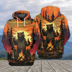 Funny Beer Bear Campfire All Over Print Shirt