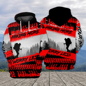 Custom Name Hiking More Worry Less Black Red All Over Print Shirt
