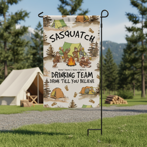 Sasquatch Campfire Drinking Team Flag Decor