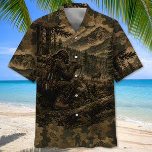 Bigfoot Deer Hunting Camouflage Funny Hawaiian Shirt