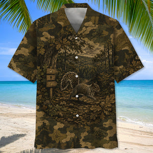 Squirrel Forest Camouflage Dark Hawaiian Shirt
