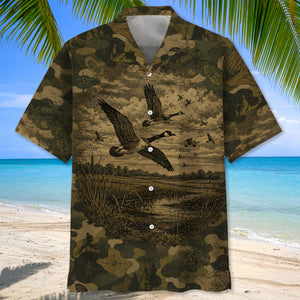 Goose Camouflage Dark Hawaiian Shirt
