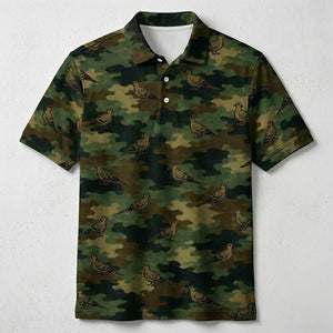 Mourning Dove Camouflage Millitary Men Polo Shirt