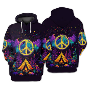 Camping Peace Sign All Over Print Shirt