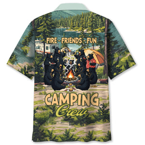 Friends, Fires, Fun Camping Crew Black Bear Hawaiian Shirt