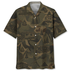 Class C Motorhome Camping Camouflage Hawaiian Shirt