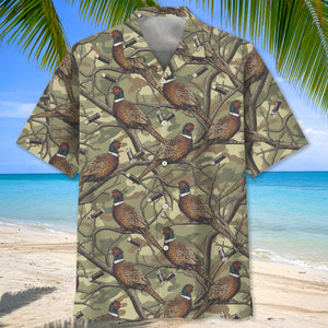 Pheasant Camouflage Graphic Pattern Hawaiian Shirt