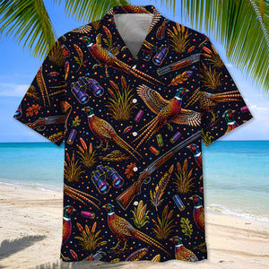 Pheasant Hunting Graphic Pattern Hawaiian Shirt