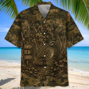 Quail Camouflage Dark Hawaiian Shirt