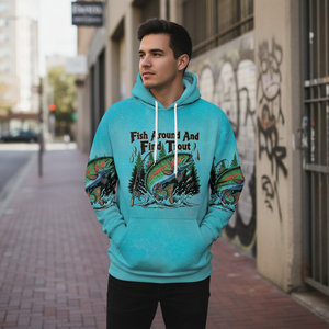 Fish Around And Find Trout Retro Graphic All Over Print Shirt