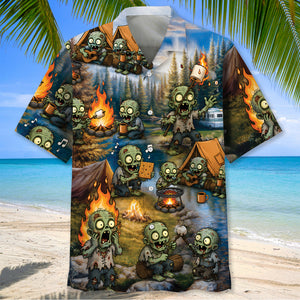 Vintage Zombie Camping Hawaiian Shirt