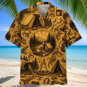 Tent Camping Vintage Legend Art Hawaiian Shirt