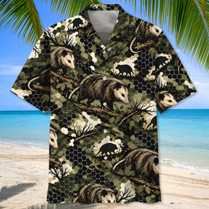 Tactical Hexagonal Opossum Camo Hawaiian Shirt