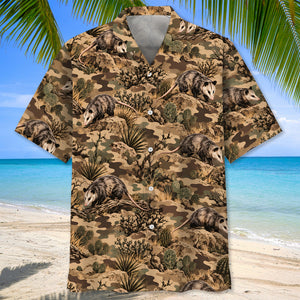 Desert Opossum Camo Pattern Hawaiian Shirt