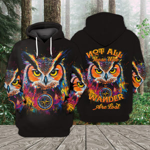 Not All Who Wander Are Lost Owl All Over Print Shirt