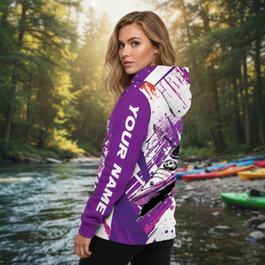 Custom Name Kayaking Purple All Over Print Shirt