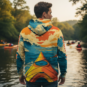 Custom Name Sunset Kayaking Scene All Over Print Shirt