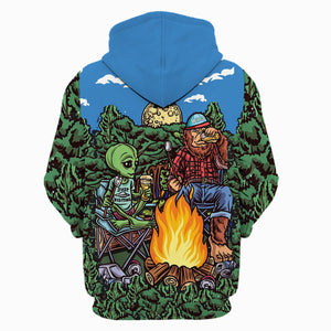 Alien Bigfoot Camping All Over Print Shirt