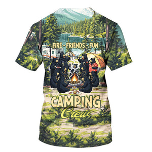 Friends, Fires, Fun Camping Crew Black Bear All Over Print Shirt
