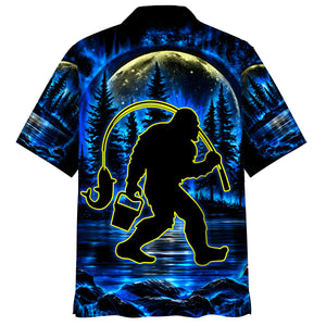 Bigfoot Fishing Hawaiian Shirt