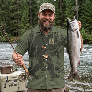 Bigfoot Fishing Funy Fisher Man Hawaiian Shirt