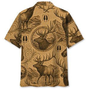 Elk Hunting Vintage Artwork Hawaiian Shirt
