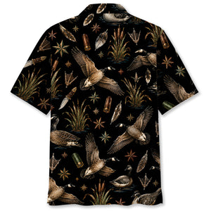 Goose Hunting Retro Black Hawaiian Shirt