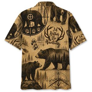 Black Bear I'd Rather Be Hunting Hawaiian Shirt