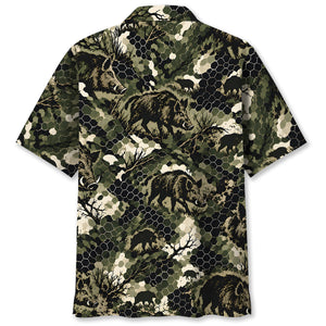 Tactical Hexagonal Wild Hog Hunting Camo Hawaiian Shirt