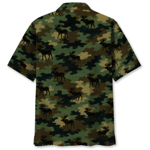 Moose Camouflage Millitary Hawaiian Shirt
