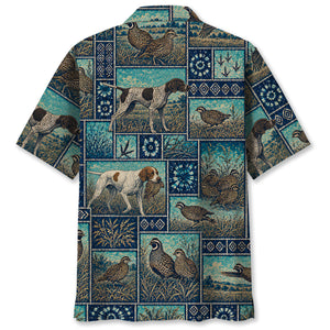 Vintage Blue Quail Hunting Hawaiian Shirt