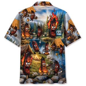 Burnt Sausages Funny Camping Hawaiian Shirt