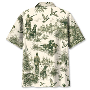 Duck Hunting Toile Vintage Art Hawaiian Shirt