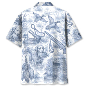 Blue and White Duck Hunting Hawaiian shirt